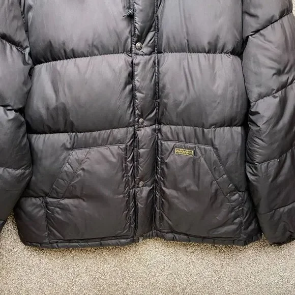 Ralph Lauren Polo Down Puffer Winter Jacket Mens XL Black Full Zip Snap Hood - Picture 4 of 11